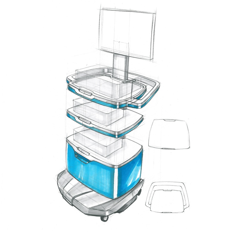 醫(yī)療器械一體化推車手繪設(shè)計(jì)